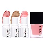 KIMUSE Multi Stick Trio Face Makeup & Lightweight Breathable Feel, Sheer Flush Of Color Liquid Blush Makeup