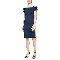 S.L. Fashions Women's Sleeveless Sheath Night Out Dress with Shoulder Detail