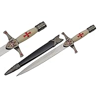 SZCO SUPPLIES 15.75” Replica Red Cross Crusader Dagger with Adorned Scabbard,White