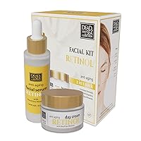 Dead Sea Collection Facial Kit Retinol - Day Cream (1.69fl.oz/50ml jar) & Facial Serum (1.69fl.oz/50ml bottle) - Pure Dead Sea Minerals - Anti-Wrinkle Hydration Smooth and Moisturized Skin