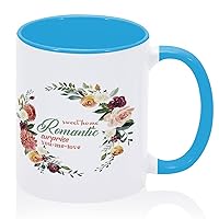 Romantic Sweet Home Mug Blue Seasonal Wreaths Round Ceramic Accent Mugs Funny Office Mugs Gift for Anniversary Wedding Cereal Juices 11oz