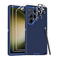 FEIYAR HOME for Samsung Galaxy S24 Ultra Case: [Military Grade Shockproof] with 2Pcs [Camera Protector + Soft Screen Protector] Heavy Duty Protection Phone Case for Galaxy S24 Ultra 5G-Dark Blue