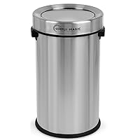 SIMPLI-MAGIC 70 Liter Soft-Close, Smudge Resistant Open Top Trash Can with Swinging Lid, Stainless Steel, Sleek Finish, 70L/18.5 Gallon, 18 Gallons