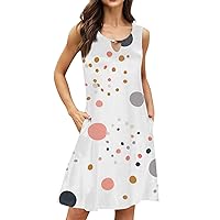 Womens Summer Dresses Summer Dresses for Women 2024 Marble Print Fashion Trendy Slim Fit with Sleeveless Halter Keyhole Neck Dress Watermelon Red Small