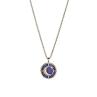 AA797323STG: Moon and Star Double Sided Pendant Adjustable Necklace, Sodalite, STG