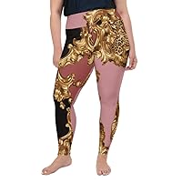 Plus Size Leggings for Women Girls Pink Gold Baroque Yoga Pants