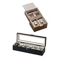 Watch Box, Watch Case for Men Women, Wooden Watch Display Storage Box, Watch Travel Case for Men, Wood Watch and Jewelry Box for Woman wtc-walnut-wb-61black