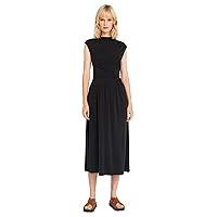 High Neck Cap Sleeve Midi Gathering and Pockets | Comfortable Womens Dresses