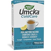 Umcka ColdCare Soothing Hot Drink - Homeopathic – With Pelargonium sidoides 1X- Helps Shorten Duration of Colds - Soothing Lemon Flavored - Suitable for Ages 6+ - 10 Packets
