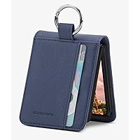 GOOSPERY Card Wallet Ring Case Compatible with Galaxy Z Flip 4 Case, Card Holder Pocket Storage Premium PU Leather Key Ring Wallet Cover, Navy