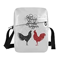 ALAZA Rooster Quote Crossbody Bag Small Messenger Bag Shoulder Bag with Zipper for Women Men