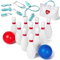 ToddlerToys for 2 3 4 5 Years Old Boys Girls, Christmas Bithday Gifts - Kids Bowling Set and Pretend Play Doctor Kit