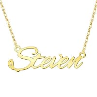 Sterling Silver Peraonalized Name Necklace Custom Made Any Name Pendant Necklace, with 18K Plate in Name Chain Gift for Mother/Wife/Children/Lover