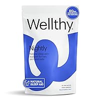 Wellthy Nightly Sleep Aid Gummies for Adults with Melatonin, Magnesium & Valerian Root Sleep Support Gummy to Promote Rest & Relaxation, Supports Hair, Skin & Nails (Blueberry)