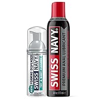 SWISS NAVY Toy & Body Foaming Cleaner 1.6oz and Premium Silicone-Based Personal Lubricant & Anal Lubricant 6oz