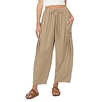 MEROKEETY Women's 2024 Casual Wide Leg Pants High Waist Drawstring Loose Fit Trousers with Pockets