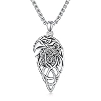 Lion/Wolf/Eagle/Fox Necklace Men 925 Sterling Silver Celtic Knot Lion/Wolf/Eagle/Fox Head Pendant Necklace Lion Animal Leo Jewelry Father Day Birthday Gift for Son Brother Husband