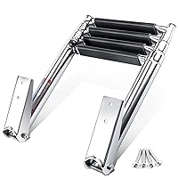 4 Step Boat Ladder, Stainless Steel Telescopic 4 Step Pontoon Boat Ladder, Extendable Dock Ladder for a Pontoon, Max. Load 900 Pound Capacity Marine Telecoping Ladder for Boat Yacht/Swimming Pool