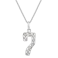 Personalized 7 Number Necklace 0.35 Ctw Natural Polki Diamond High Finish Platinum Plated 925 Sterling Silver Pendant