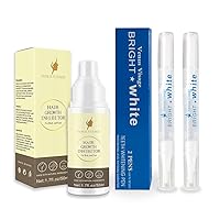 Venus Visage Bundle Teeth Whitening Pen (2 Pens), 20+ Uses, Effective＆Painless and Hair Inhibitor 50ml Upgraded, Hair Stop Growth Spray, Non-Irritating Hair Removal Inhibitor for Body and Face