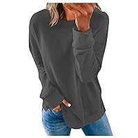 Long Sleeve Shirts for Women,Fall Outfits for Women Casual Long Sleeve Solid Plus Size T-Shirt Top Pullover