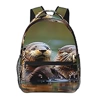 Otters Print Laptop Backpack Stylish Bookbag College Daypack Travel Business Work Bag For Men Women