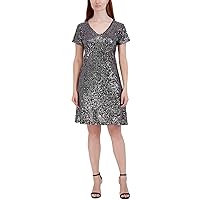 ROBBIE BEE Signature Womens Petites Knee Cocktail and Party Dress Black PS