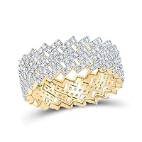 The Diamond Deal 14kt Yellow Gold Mens Round Diamond Cuban Link Band Ring 1-5/8 Cttw