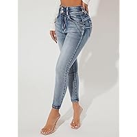 Jeans for Women- Bleach Wash Skinny Jeans (Color : Light Wash, Size : X-Small)
