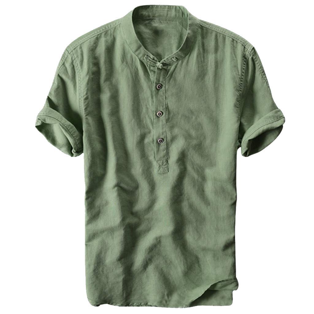 Mua Top For Men Summer Cool Thin Breathable Stand Collar Cotton Linen Tee  Shirt Casual Solid Short Sleeve Blouse M-3Xl Trên Amazon Mỹ Chính Hãng 2023  | Fado