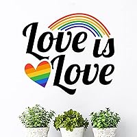Love is Love LGBT Pride Rainbow Heart Vinyl Wall Decor Decal Sticker Gay Pride Decal for Wall LGBT Equality Lesbian Rainbow Vinyl Wall Stickers Mural Wall Sticker Bedroom Art Decor Wall Decorations