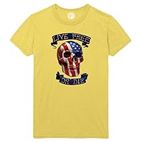 Live Free or Die Skull and Flag Printed T-Shirt