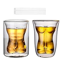Whiskey Tumblers, Sexy Naked Miss & Muscle Man Clear Glass Cups Unique Bar Glasses Sexy Body Wine Glasses Drinking Glasses, Body Shaped Wine Glass Vodka Gin Whisky Cocktail Cognac,Clear
