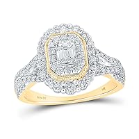 The Diamond Deal 14kt Yellow Gold Emerald Diamond Halo Bridal Wedding Engagement Ring 1 Cttw
