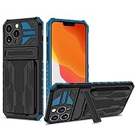 for Shockproof Armor Case for iPhone 14 13 12 11 Pro Max XS Max XR 8 7 Plus Anti Shock Bracket Card Slot Case,Blue,for iPhone 13 Pro MAX