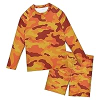 Camouflage Military Boys Rash Guard Sets Two Pieces Swimsuit Set Swimwear Rash Guard and Swim Trunks Outfit Set,3T