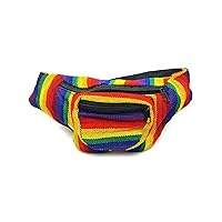 Rainbow Multicolored Woven Striped Pattern Lightweight Fanny Pack Waist Bag - Handmade Belt Pouch Boho Travel Accessories (Stripes)