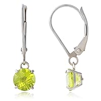 Amazon Collection 925 Sterling Silver 6mm Round Gemstone Dangle Earrings for Women with Leverbacks