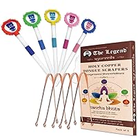 The Legend Pack of 5 Ayurveda Heavenly Copper Tongue Cleaner Bundle with Adore Moomba Kids Tongue Cleaner, Multicolour (Pack of 5)