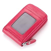 Men's Women's Real Leather Business Cards Bag Cases Id Card Holder Purse (Pink)