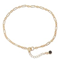 NOVICA Handmade Goldplated Cubic Zirconia Rolo Chain Bracelet Sterling Silver Indonesia Gemstone Birthstone [7 in min L x 8.25 in max L x 0.1 in W] 'Something Special'