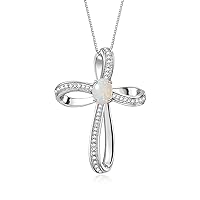 Rylos 14K White Gold Cross Necklace Gemstone & Diamonds | Pendant With 18