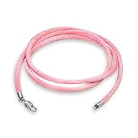 Bling Jewelry Colors Soft Thin Satin Silk Cord Strand Necklace For Pendant Layering Women Men Teen .925 Sterling Silver Lobster Claw Clasp 14, 16, 18, 20, 24, 36 Inch