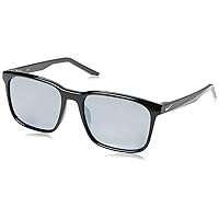 Nike Men's Modern Standard Sunglasses, 011 Black Polar Silver Fl, 57