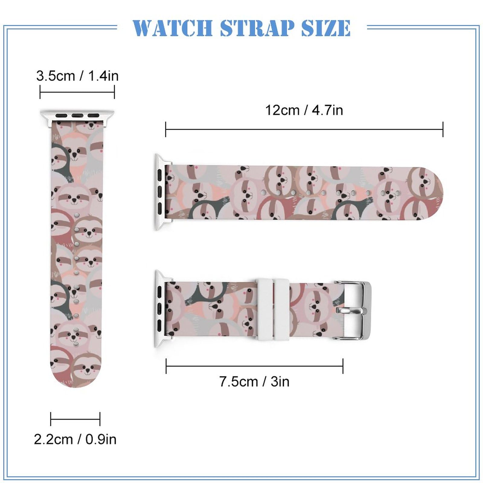 Cute Lovely Funny Sloth Silicone Strap Sports Watch Bands Soft Watch Replacement Strap for Women Men