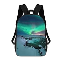 Green Northern Lights Durable Adjustable Backpack Casual Travel Hiking Laptop Bag Gift for Men & Women