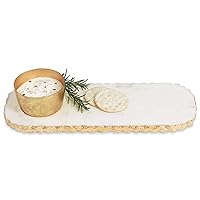 Mud Pie Chipped Marble Dip and Tray, Large, White