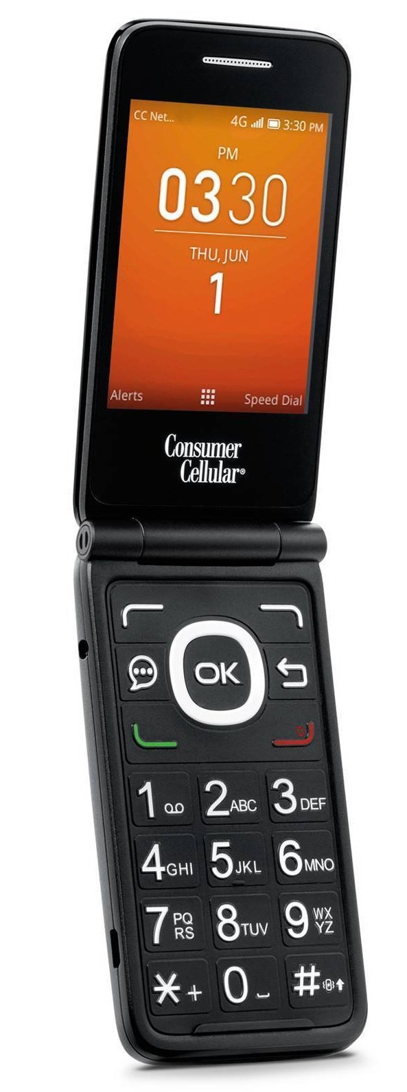 Consumer Cellular - Alcatel Go Flip 4044L 4G Lte 4G 2MP - Flip Phone - Black