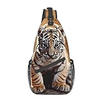 A tiger cub Print Unisex Chest Bags Crossbody Sling Backpack Lightweight Daypack for Travel Hiking