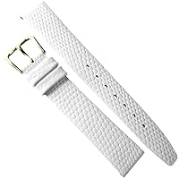 16mm Kreisler Lizard Grain White Genuine Leather Watch Band BOGO!